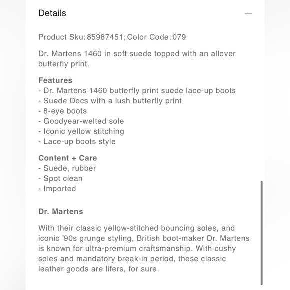 Dr Martens 1460 Butterfly Print Suede Lace Up Boots Size 6 NEW - Picture 14 of 14